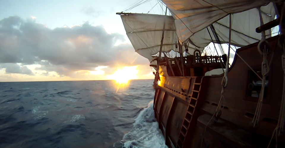 galleon-st-augustine-history-fest Galleon with sunrise